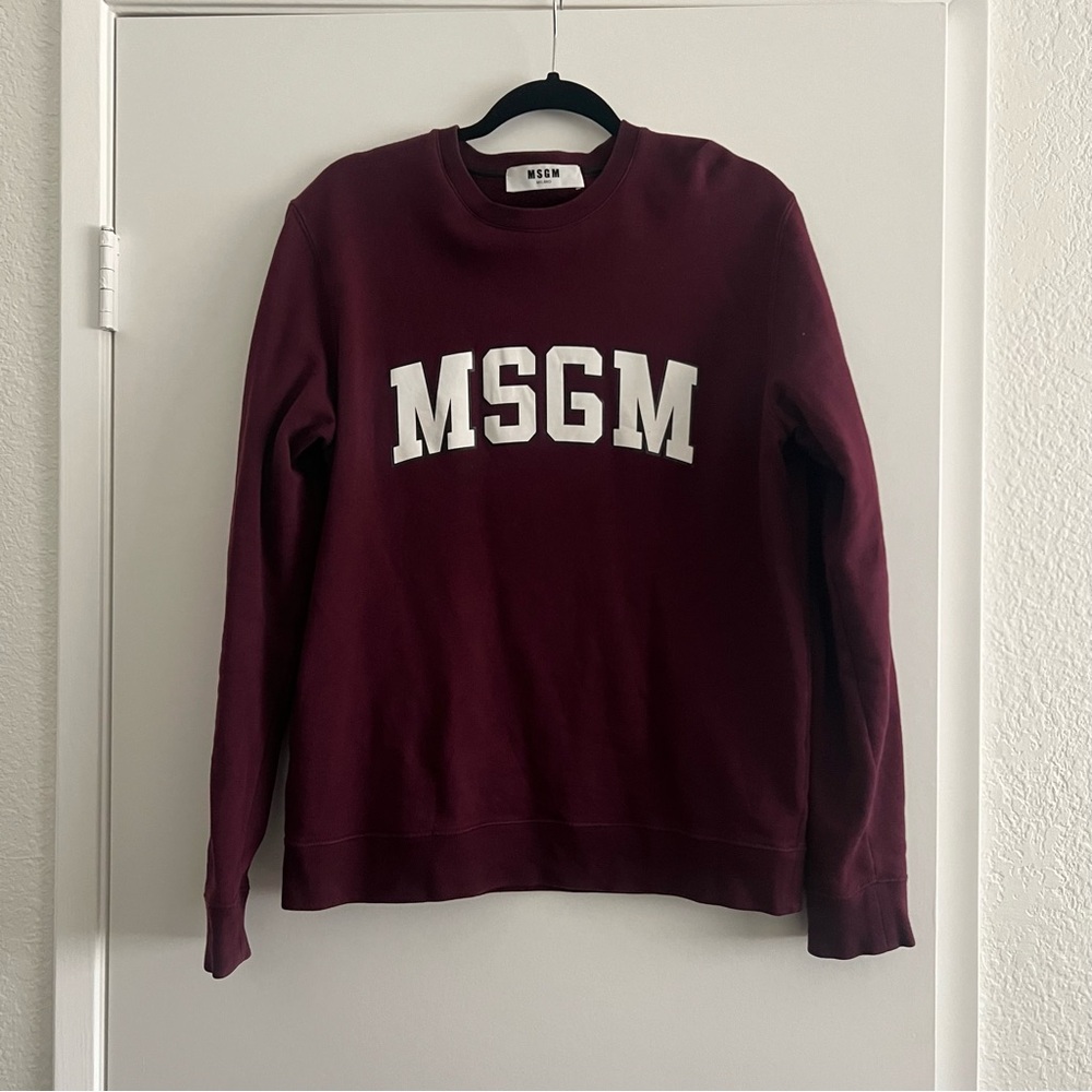 MSGM Block Letter Logo Burgundy Sweatshirt Crewneck